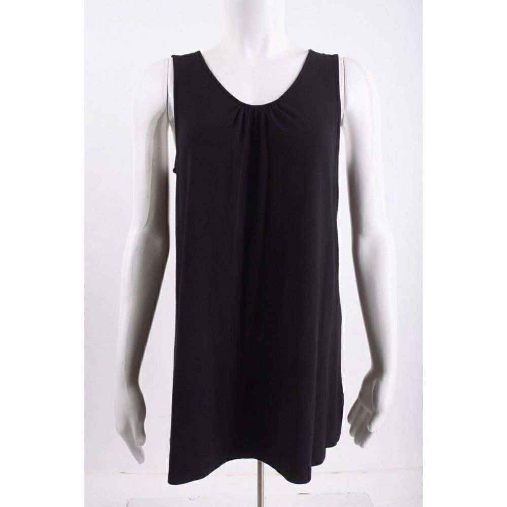 Eileen Fisher Womens Shirt Top Black M Medium Black Rayon Lycra Sleeveless